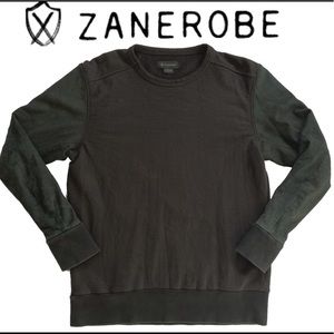 Zanerobe Mens Black Sweatshirt Suede Sleeve M